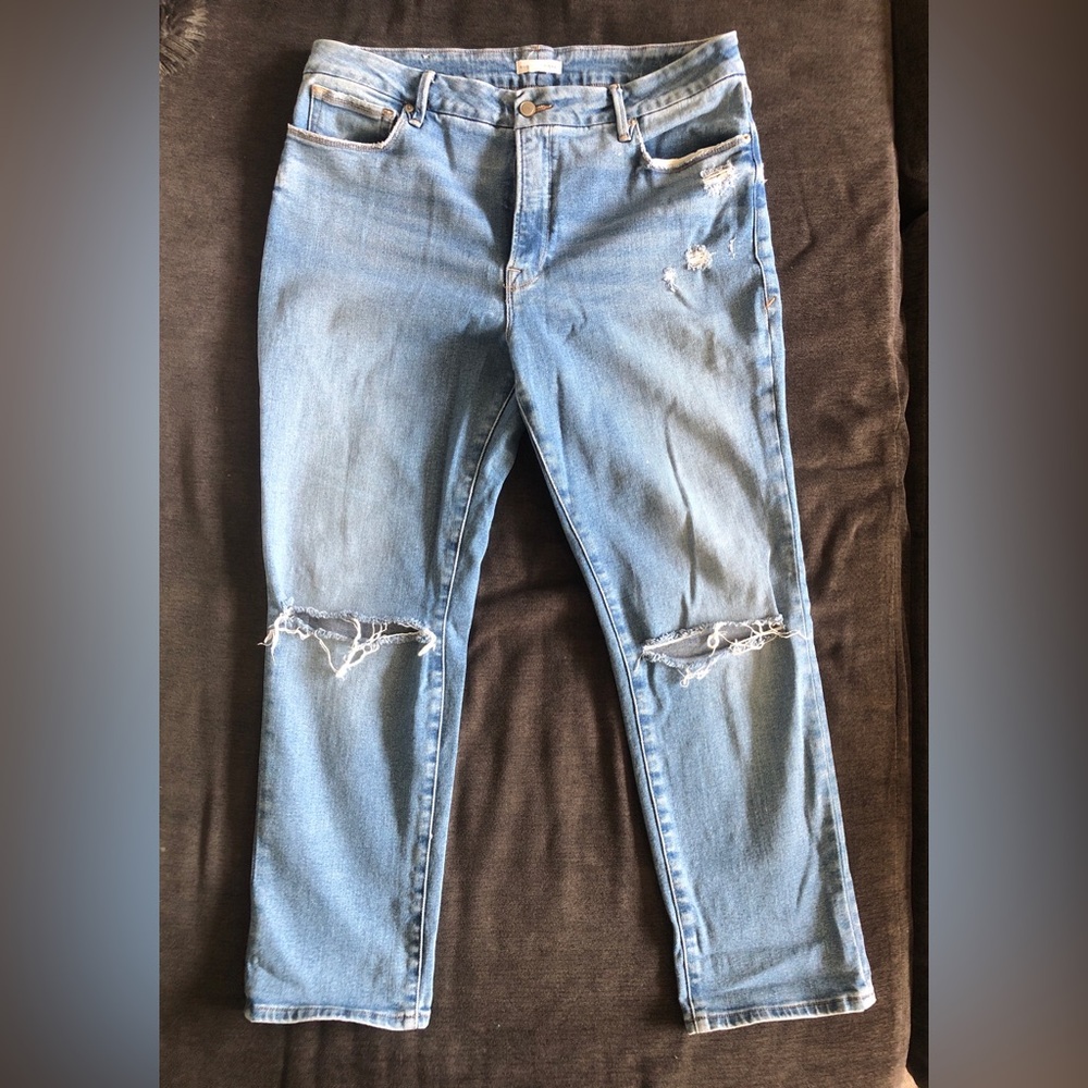 Good American Good Classic medium Blue Straight Jeans size 14 - Picture 9 of 10
